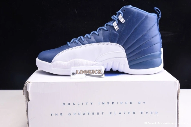 Official Maikesneakers Stone 12 Blue Air Retro Jordan 130690-404 0811